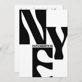 Minimalistische Retro-Neujahrs in Schwarzweiß Einladung (Vorne/Hinten)