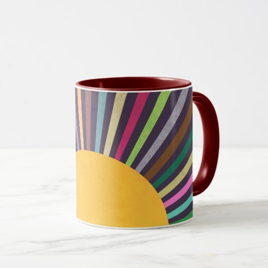 Minimalistische Retro-Regenbogen-Sonnenstrahlen Tasse (VorderseiteRechts)