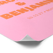Minimalistische Retro-Rosa- und Orangefarbene Hoch Poster (Ecke)