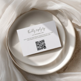 Minimalistische Retro-Sage-Grün-Bogen-QR-Code-RSVP RSVP Karte