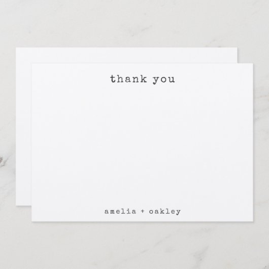 Minimalistische Retro Schreibmaschine Kraft Custom Dankeskarte (Vorne/Hinten)