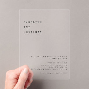 Minimalistische Retro-Schreibmaschinen-Schrift Hoc Acryleinladungen