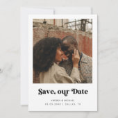 Minimalistische Retro-Script-2-Fotos Hochzeitswebs Save The Date (Vorderseite)