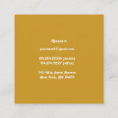 Minimalistische Retro-Senf-Yellow-Visitenkarte Quadratische Visitenkarte (Rückseite)