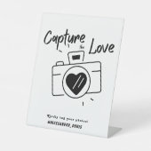 Minimalistische Retro Share Wedding-Fotos mit Hash Sockelschild (Vorderseite)