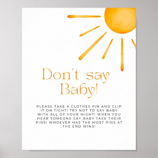 Minimalistische Retro-Sonne Sage nicht Baby Poster (Vorne)