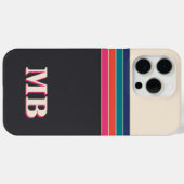Minimalistische Retro-Streifen Case-Mate iPhone Hülle (Rückseite (Horizontal))