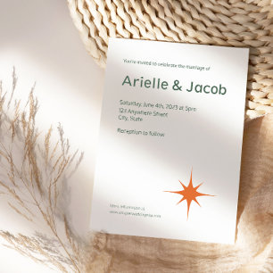 Minimalistische Retro White & Green Script Hochzei Einladung