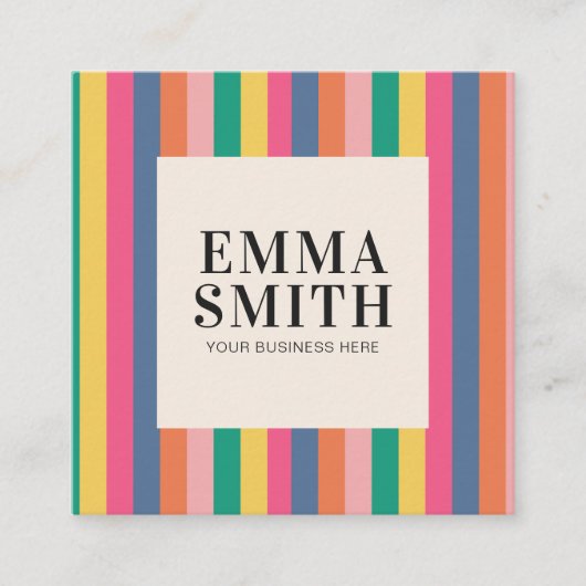 Minimalistische Retrostreifen Quadratische Visitenkarte (Vorderseite)