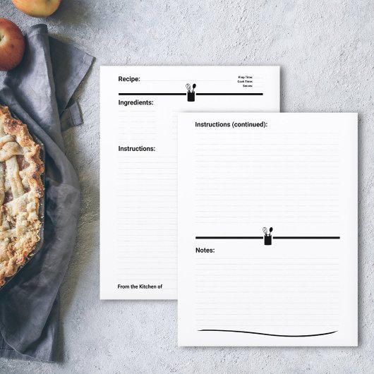 Minimalistische Rezept-Cookbook-Seite