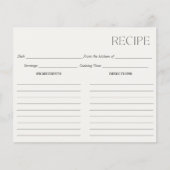 Minimalistische Rezept-Karte für Elfenbein (Vorderseite)