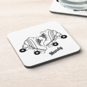 Minimalistische Roller-Skate Zeichnend Individuell Getränkeuntersetzer (Linke Seite)