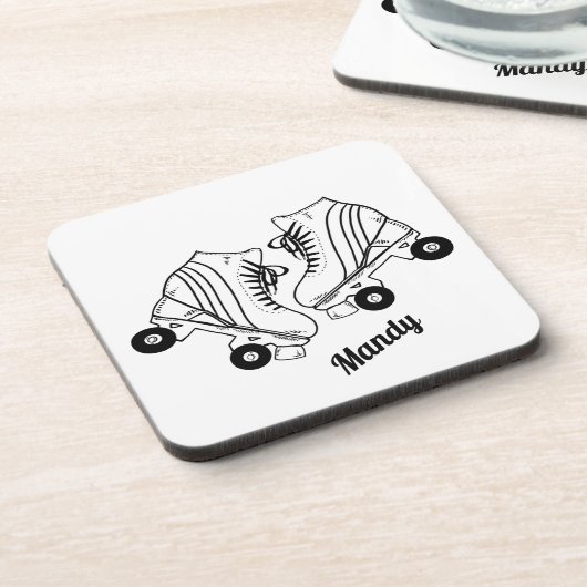Minimalistische Roller-Skate Zeichnend Individuell Getränkeuntersetzer (Linke Seite)