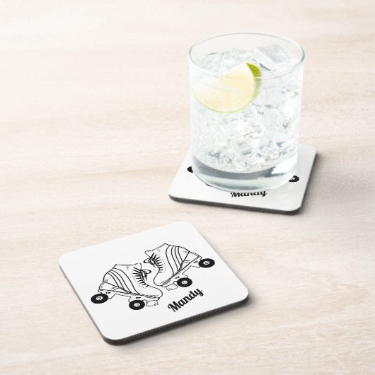 Minimalistische Roller-Skate Zeichnend Individuell Getränkeuntersetzer (Rechte Seite)