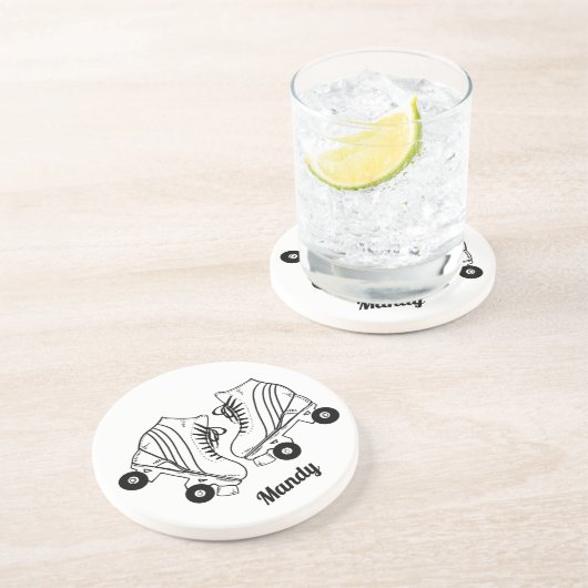 Minimalistische Roller-Skate Zeichnend Individuell Getränkeuntersetzer (Seite)