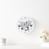 Minimalistische Roller-Skate Zeichnend Individuell Runde Wanduhr (Zuhause)