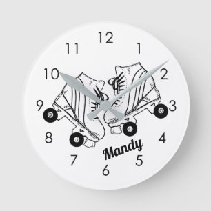 Minimalistische Rollschuhe Zeichnung Benutzerdefin Runde Wanduhr
