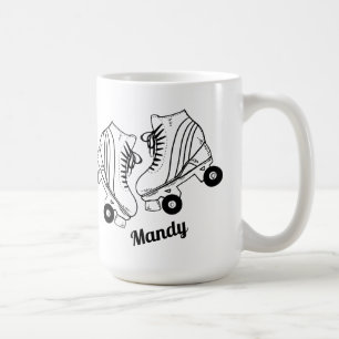 Minimalistische Rollschuhzeichnung mit individuell Kaffeetasse