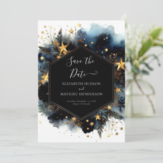 Minimalistische romanische Hochzeit Save The Date (Stehend Vorderseite)