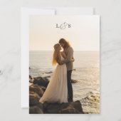 Minimalistische Romantische Beach Foto Hochzeit Einladung (Rückseite)