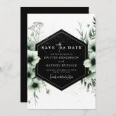 Minimalistische romantische Boho Sage Green Weddin Save The Date (Vorne/Hinten)