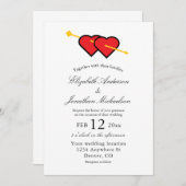 Minimalistische romantische Herzenshochzeit Einladung (Vorne/Hinten)