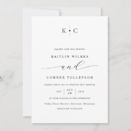 Minimalistische romantische Schwarz-Weiß-Hochzeit Einladung