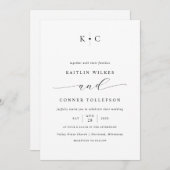 Minimalistische romantische Schwarz-Weiß-Hochzeit Einladung (Vorne/Hinten)