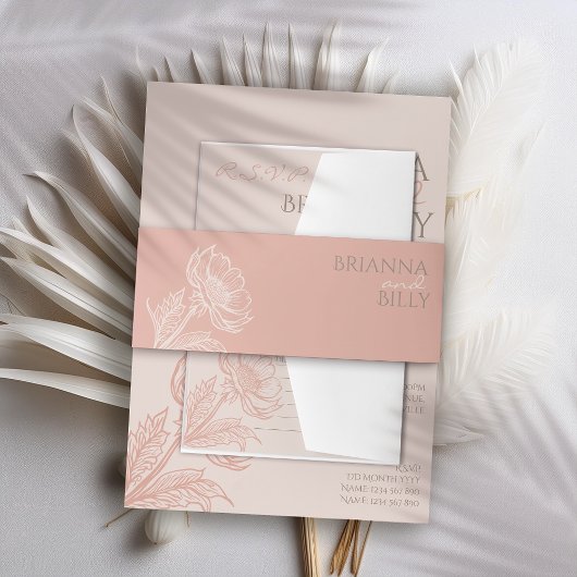 Minimalistische Rosa-Bläserei Einladungsbanderole