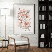 Minimalistische rosa Blossom Botanische Kunst Prin Poster