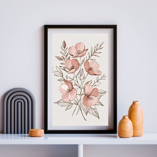 Minimalistische rosa Blossom Botanische Kunst Prin Poster