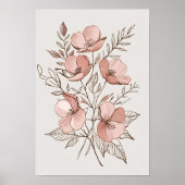 Minimalistische rosa Blossom Botanische Kunst Prin Poster (Vorne)