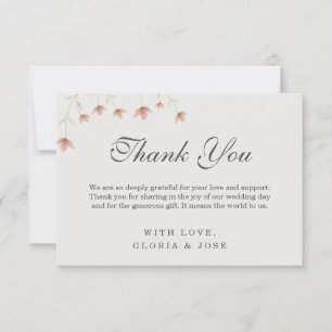 Minimalistische Rosa Blumen Elegante Hochzeit Dankeskarte