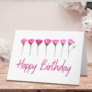 Minimalistische rosa Blumen Geburtstagswünsche Karte