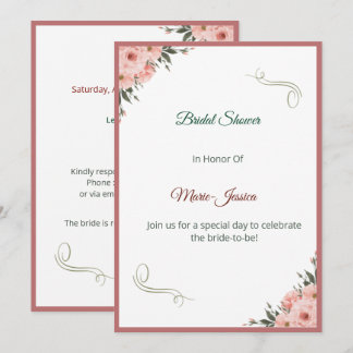 Minimalistische rosa Blumen-Hochzeitseinladung, Einladung