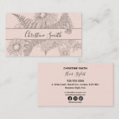 Minimalistische Rosa Blush Line Gezeichnet Blumenb Visitenkarte (Vorne/Hinten)