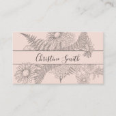 Minimalistische Rosa Blush Line Gezeichnet Blumenb Visitenkarte (Vorderseite)