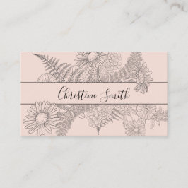 Minimalistische Rosa Blush Line Gezeichnet Blumenb Visitenkarte