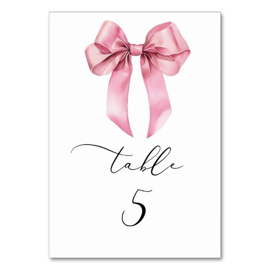 Minimalistische Rosa Bogen Script-Tischnummer Tischnummer (Vorderseite)