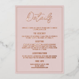 Minimalistische Rosa-Details Echtgoldene Hochzeit Folieneinladung
