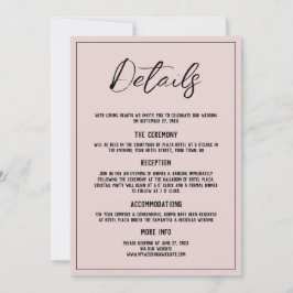 Minimalistische Rosa Details Hochzeit Einladung