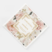 Minimalistische Rosa-Elfenbein-Hochzeitsnapkins Serviette (Ecke)