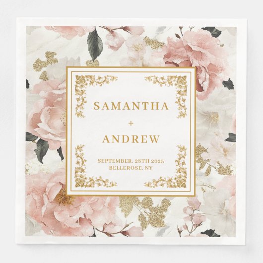 Minimalistische Rosa-Elfenbein-Hochzeitsnapkins Serviette (Vorderseite)