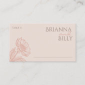 Minimalistische Rosa Floral Wedding Platzkarte (Vorderseite)
