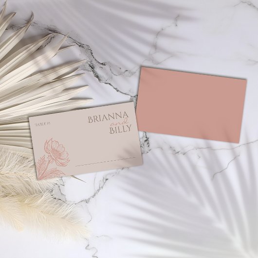 Minimalistische Rosa Floral Wedding Platzkarte