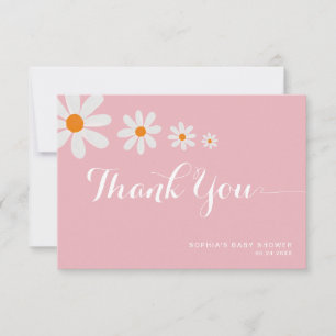 Minimalistische rosa Gänseblümchen-Blumen Mädchen- Dankeskarte