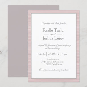 Minimalistische, rosa, graue Streifen Einladung