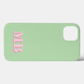 Minimalistische rosa Grüne Anfangsmonogramm Case-Mate iPhone Hülle (Rückseite (Horizontal))