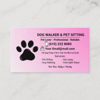 Minimalistische rosa Haustiersitterin Hundeausführ Visitenkarte