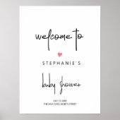 Minimalistische Rosa Herz Baby Girl Dusche Willkom Poster (Vorne)